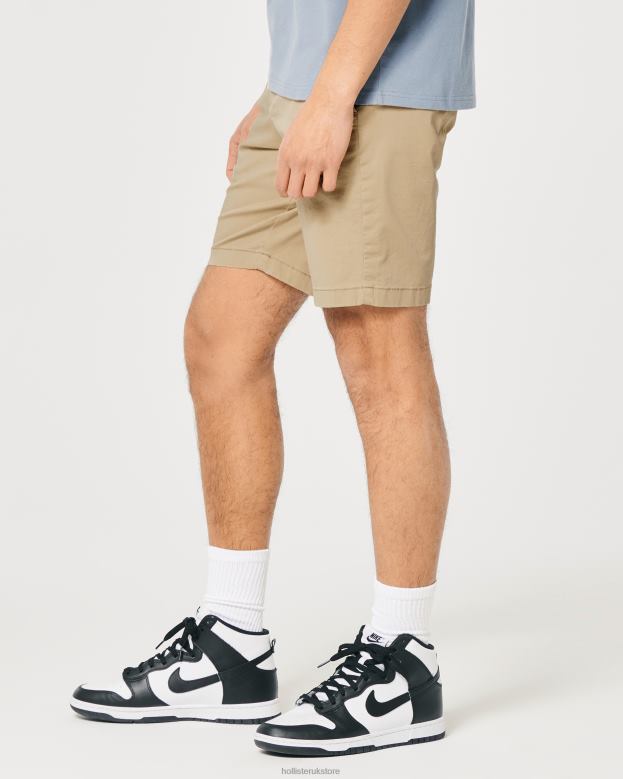 Bottoms Hollister Men Flat-Front Twill Shorts 9\\ 488201128 Light Khaki